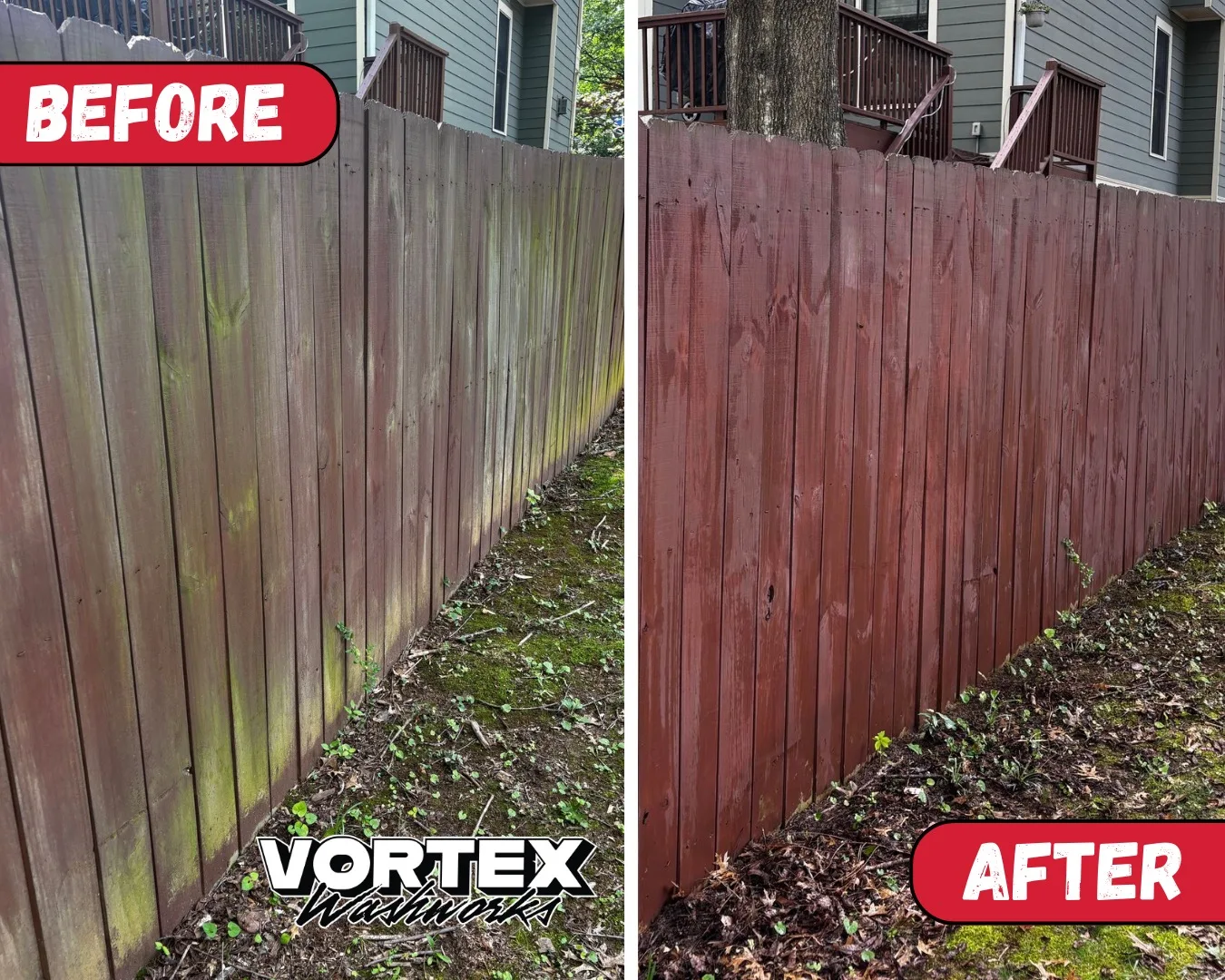 Fence pressure washing before and after in Decatur, GA